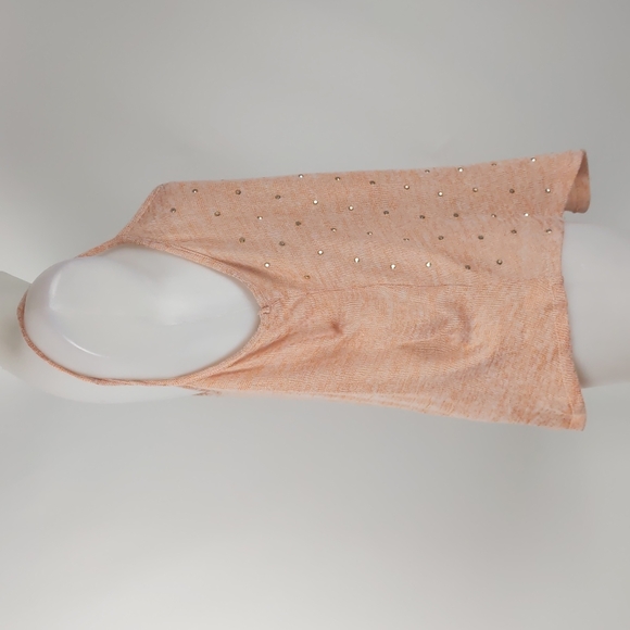 Crossroads Women's Top Size Large Orange Sleeveless Knit Round Hem Diamantes - Picture 9 of 14